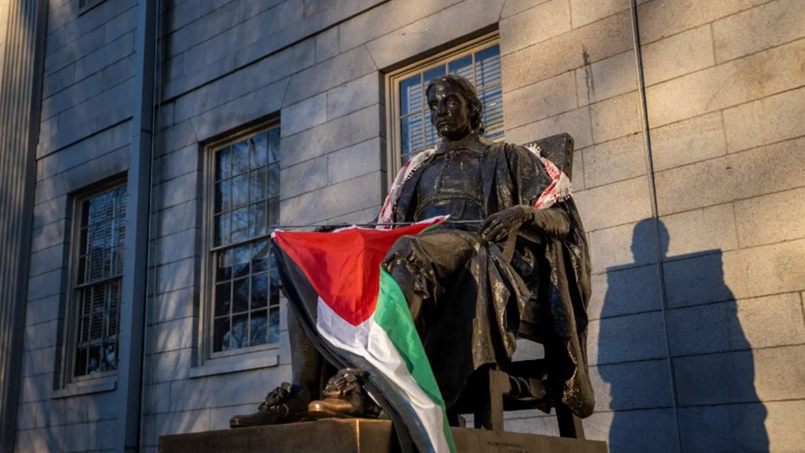 Protests intensify across US with Harvard University students raising Palestinian flag on campus
