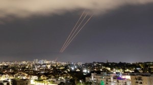 An anti-missile system operates after Iran launched drones and missiles towards Israel, as seen from Ashkelon, Israel. (Reuters, file)