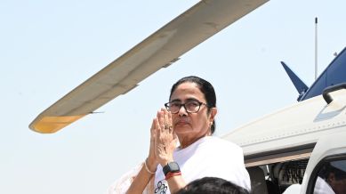 While addressing an election rally in Balurghat, Banerjee said, “It was the NIA that attacked and not the women. Gaddar (alluding to Suvendu Adhikari) knows he is losing." (Express photo)