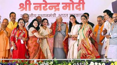 Prime Minister Narendra Modi during a public meeting, ahead of Lok Sabha elections, in Saharanpur