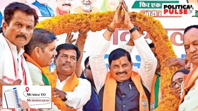 Madhya Pradesh CM Mohan Yadav at a poll rally in Gwalior Saturday. (PTI Photo)