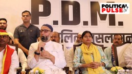 owaisi-pallavi AIMIM chief Asaduddin Owaisi and Apna Dal (K) leader Pallavi Patel