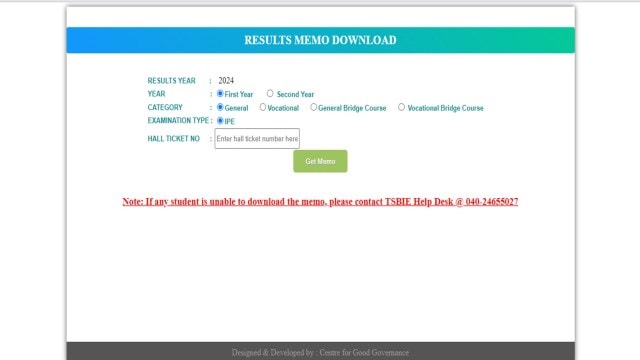 TS Inter result link