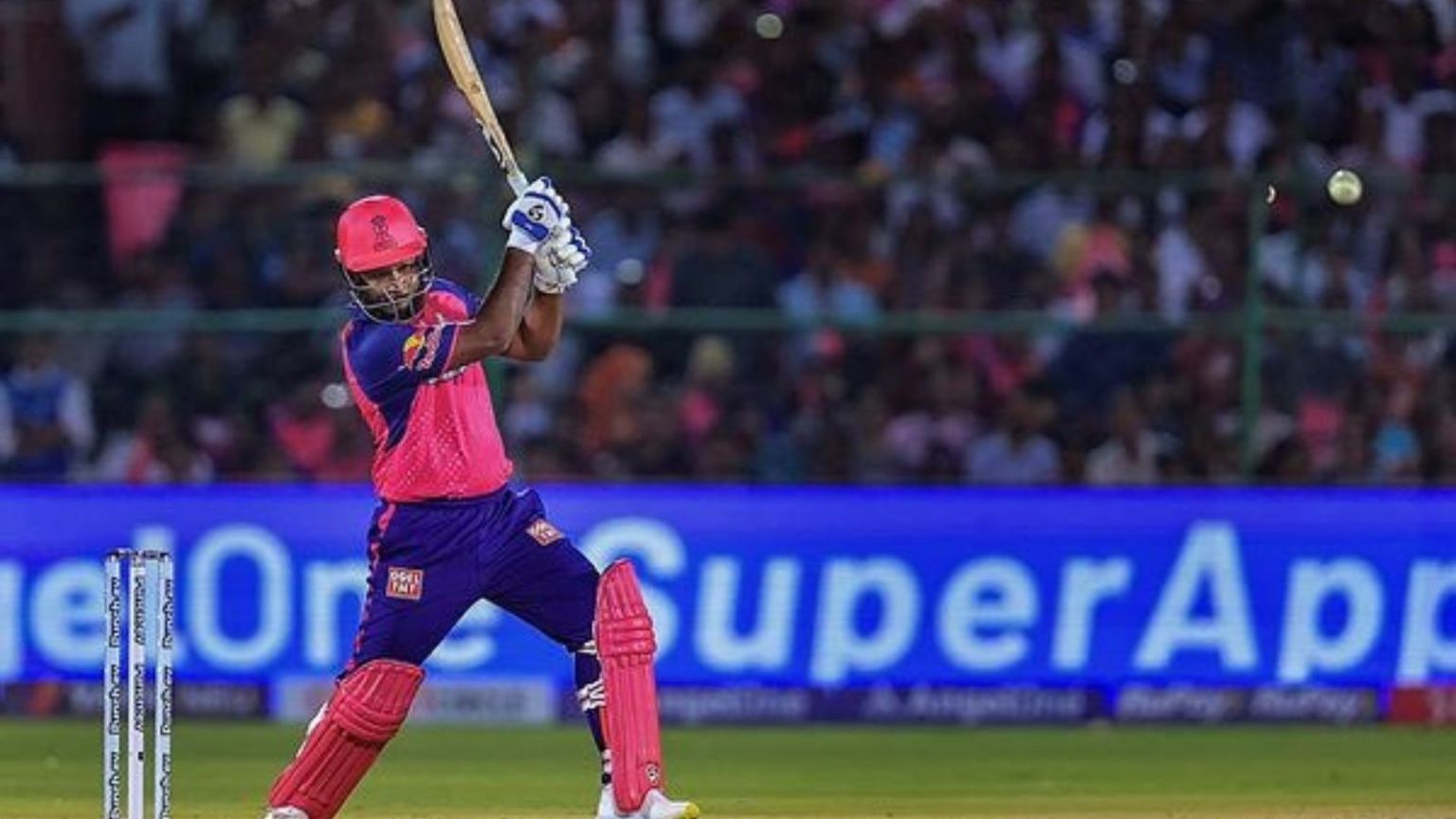 Rajasthan Royals’ captain Sanju Samson plays a shot during the Indian Premier League (IPL) T20 cricket match between Rajasthan Royals and Gujarat Titans at Sawai Mansingh Stadium, in Jaipur, Wednesday, April 10, 2024. (PTI Photo)