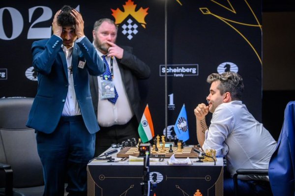 Ian Nepomniachtchi defeated Vidit Santosh Gujrathi in a marathon battle in Round 11 to take sole lead in the Candidates tournament standings. (PHOTO via FIDE/Michal Walusza) 