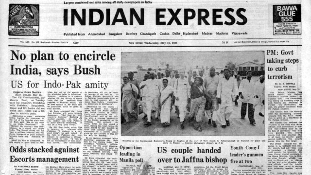 Bush Reassures India, Pakistan, Bangladesh, Nepal and Sri Lanka, George Bush, 40 years, PLA Hostages Freed, PM On Terror, Rohtak Hartal, editorial, Indian express, opinion news, indian express editorial