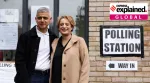 Mayor of London Sadiq Khan and his wife Saadiya Khan stand outside a polling station during local elections in London, Britain May 2, 2024.