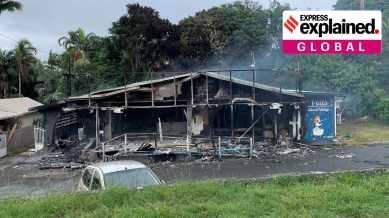 A damaged building in Noumea, New Caledonia, May 15, 2024.