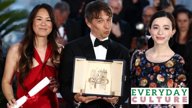 Director Sean Baker, Palme d'Or award winner for the film "Anora", poses with Samantha Quan and Mikey Madison at the 77th Cannes Film Festival in Cannes, France, May 25, 2024.