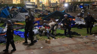 Protesters gather at the University of California Los Angeles