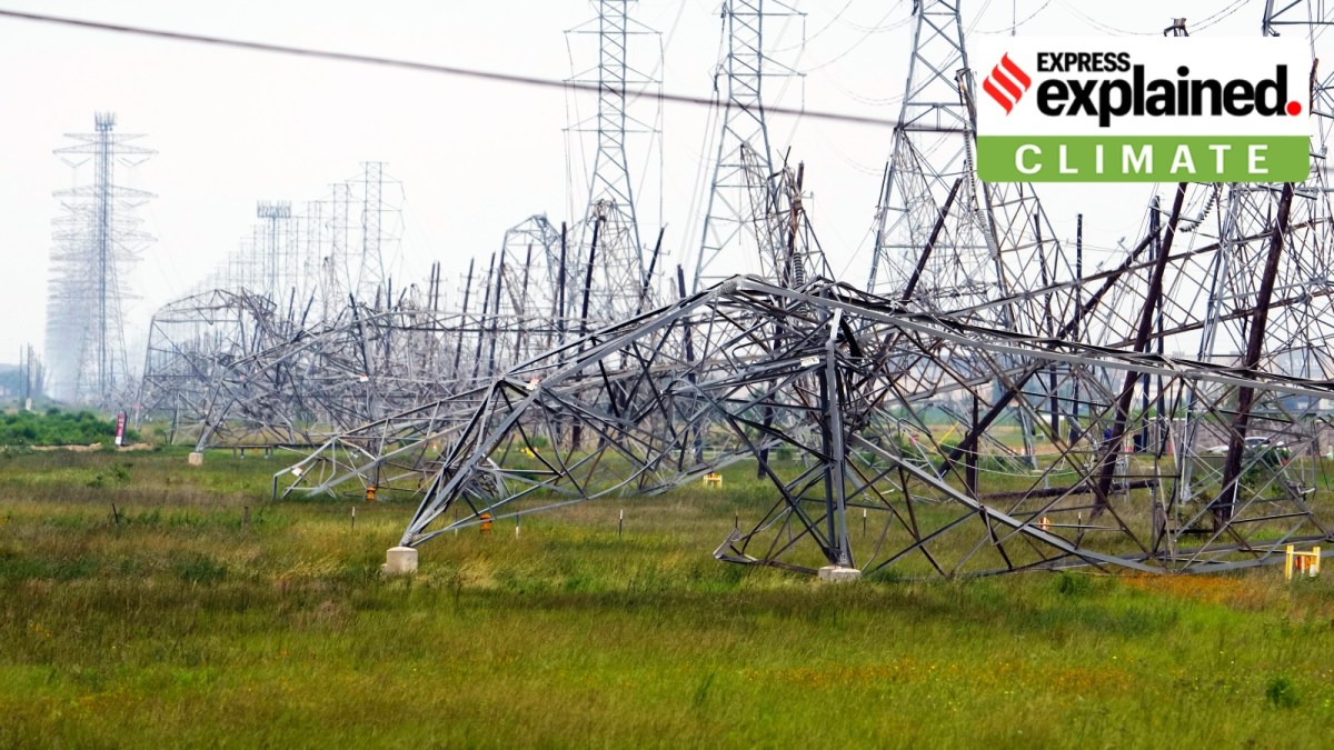 Down power lines are shown in the aftermath of a severe thunderstorm Friday, May 17, 2024, in Cypress, Texas, near Houston.