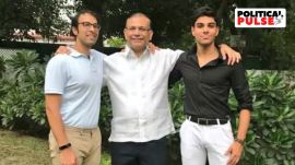 Aashir Sinha (R) with father Jayant and brother Rishabh. (Photo: Jayant Sinha/ X)