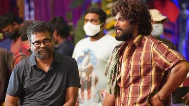 Allu Arjun with Sukumar on sets of Pushpa