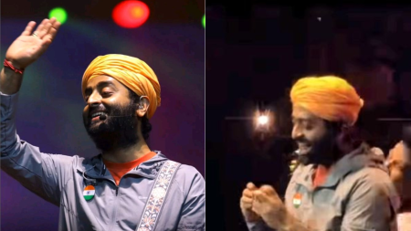 Arijit Singh was spotted clipping his nails during Dubai concert. (Photos: Instagram/believeinarijit)