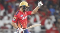 Ashutosh Sharma of Punjab Kings celebrates his fifty during match 33 of the Indian Premier League season 17 (IPL 2024) between Punjab Kings and Mumbai Indians held at the Maharaja Yadavindra Singh International Cricket Stadium, Mullanpur