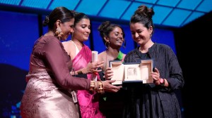 Chhaya Kadam, Divya Prabha, Kani Kusruti and Payal Kapadia accept the grand prize award for All We Imagine As Light