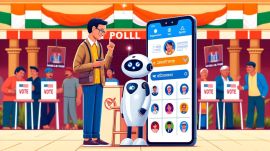 An AI image of an AI application assisting voter.