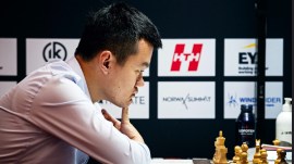 LIMITED USED IMAGE of Ding Liren at the Norway Chess 2024 tournament in Stavanger. (Photo via Norway Chess / Stev Bonhage to be used only during Norway Chess 2024).