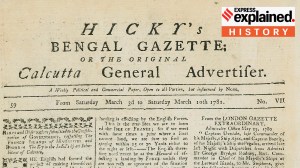 The front page of 'Hicky's Bengal Gazette', March 10, 1781, from the University of Heidelberg's archives.