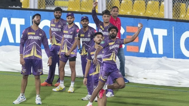 IPL Match Today: Kolkata Knight Riders' Ventakesh Iyer, Vaibhav Arora, Manish Pandey and others during a practice session ahead of an Indian Premier League (IPL) 2024 T20 cricket match between Rajasthan Royals (RR) and Kolkata Knight Riders (KKR), at the ACA Stadium, Barsapara, in Guwahati