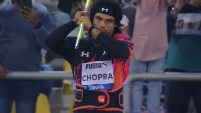 Neeraj Chopra pipped by two centimetres at Doha but shows he can produce a big throw at fag end too | Sport-others News - The Indian Express