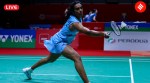 Sindhu in action (not for file use) BWF / Badminton Photo
