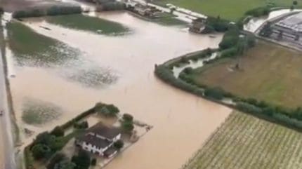 Heavy rains cause severe flooding in Northern Italy, drone video goes viral