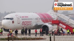 An Air India Express plane halts in Ayodhya.