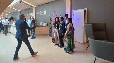 Siblings R Praggnanandhaa and R Vaishali with their mother at Stavanger, the host city for Norway Open 2024. (Express Photo by Amit Kamath)