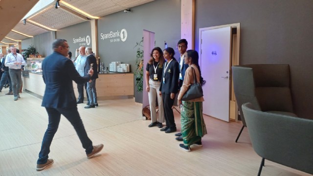 Siblings R Praggnanandhaa and R Vaishali with their mother at Stavanger, the host city for Norway Open 2024. (Express Photo by Amit Kamath)
