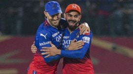RCB vs DC 2024, IPL Match Today Live Telecast: Captain Faf du Plessis and Virat Kohli celebrate a Punjab Kings wicket.
