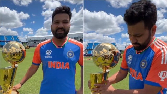 Rohit Sharma with NBA trophy T20 World Cup