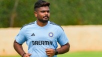 Indian cricketer Sanju Samson during a training session