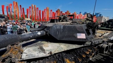 Military hardware captured from Ukrainian forces put on display in Moscow