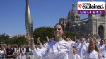 Ukrainian gymnast Maria Vysotchanska participates in the Olympic torch relay in Marseille on Thursday.
