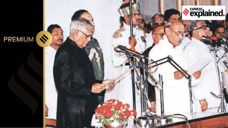Narasimha Rao swearing in as PM.