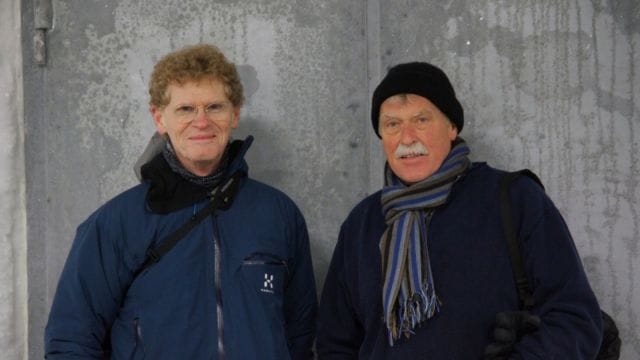 In this photo released by the World Food Prize Foundation, Cary Fowler, left, and Geoffrey Hawtin are shown Feb. 24, 2014, at the Svalbard Global Seed Vault in Norway. (AP)