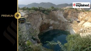 A quarry in operation in the core area of Sariska.