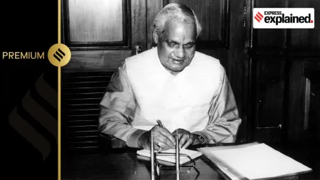 Atal Bihari Vajpayee in his office on March 19, 1998, after being sworn in as Prime Minister for a second time.