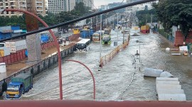 Waterlogging near Ecospace Tech Park in Bellandur