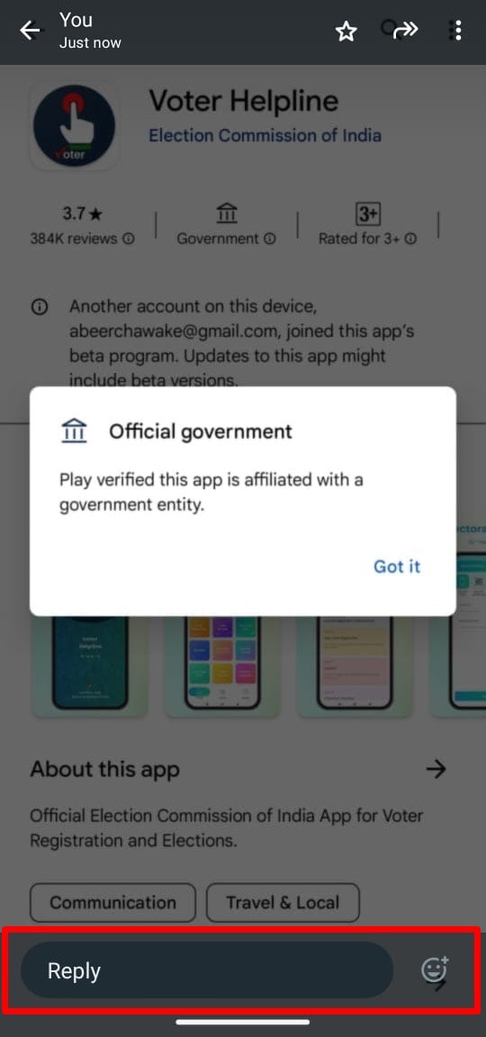 WhatsApp react reply bar