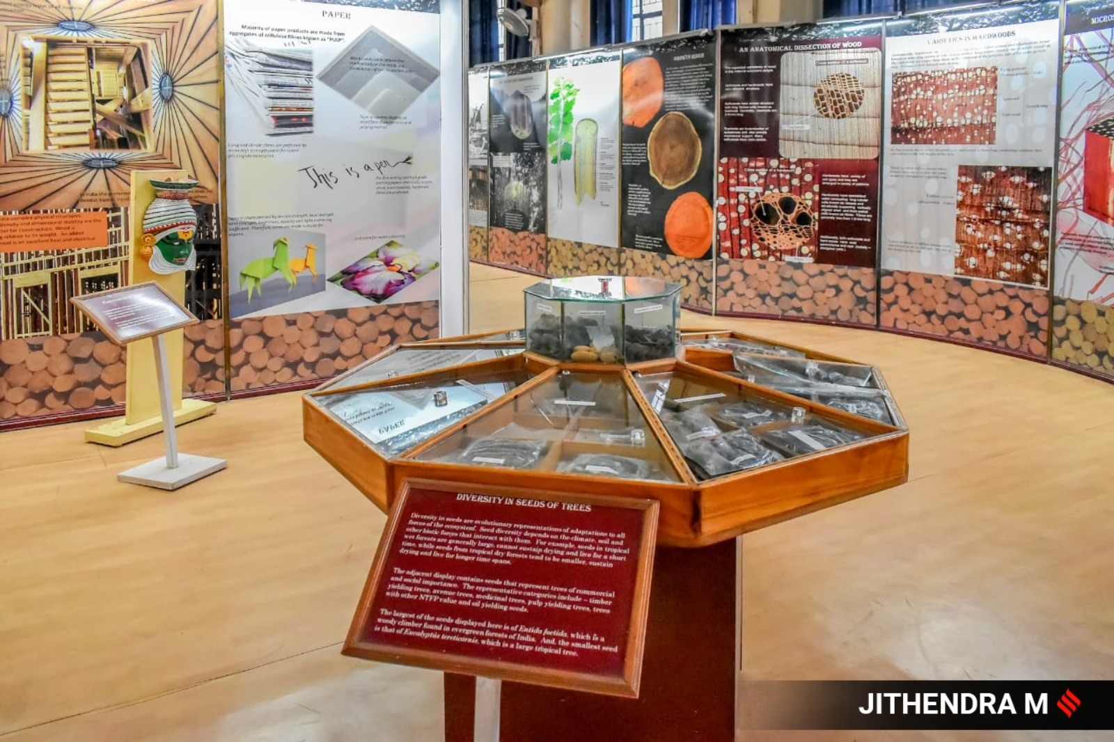 Among the interactive displays, which can be handled by visitors, include various wood samples showing the contrast between regular wood and wood that has undergone processes such as heat treatment. (Express Photo)