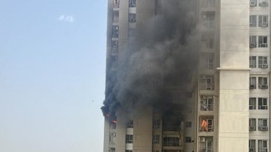 Kumar said that before his unit could reach the spot, the flames were doused by the maintenance team and residents with the help of the fire fighting system in the apartment.