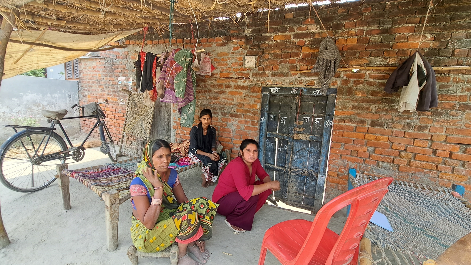 Krishnawati with her daughters in Gauriganj village. (Express photo by Maulshree Seth)