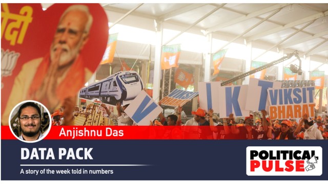 A crowd of BJP supporters at PM Modi's rally in Dwarka, Delhi. (Express photo by Tasho Tobgyal)