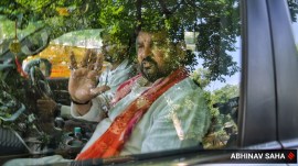 BJP MP and former EFI chief Brij Bhushan Sharan Singh at the Rouse Avenue court on Tuesday. (Express photo by Abhinav Saha)