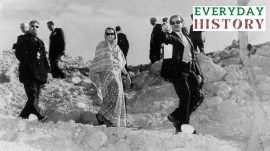 Prime Minister Indira Gandhi visits Pokhran, the site of Nuclear explosion in Rajasthan in 1974.