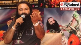 Dera Sacha Sauda chief Gurmeet Ram Rahim Singh addresses a press conference in 2015.