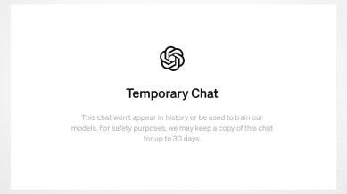 ChatGPT temporary chat