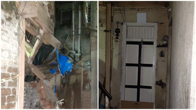 The Pune Fire Brigade rescued three people after the wall of an old wada in Ganesh Peth, where they were residing, collapsed in the early hours of Monday. (Express Photo)